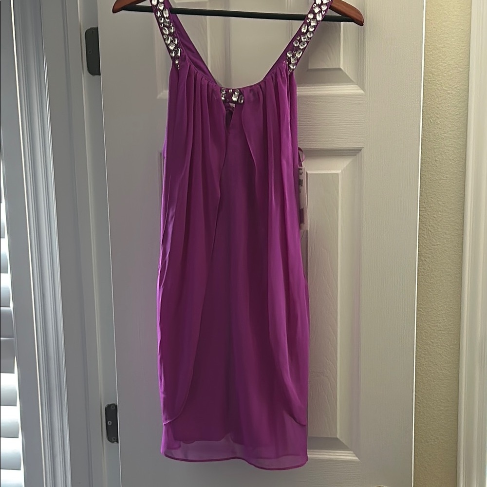 Hailey Logan Magenta Dress with Embellished Straps